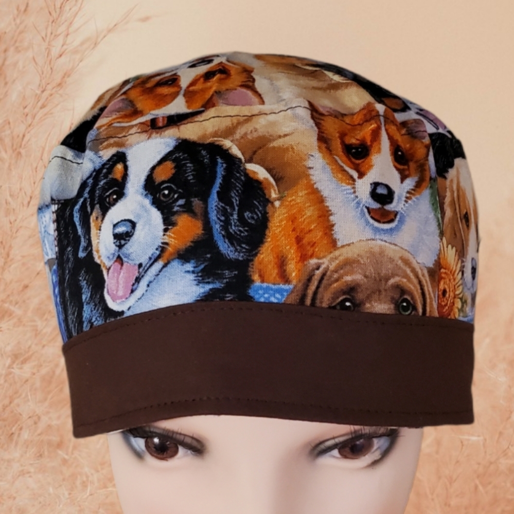 Puppies Dogs Pixie Scrub Cap, Chemo Hat, Medical Hat, Surgical Hat men & women